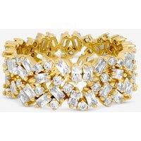 Jon Richard Women's Gold Plated Scattered Stone Cut Cubic Zirconia Ring | Size: XL