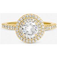 Jon Richard Women's Gold Plated Cubic Zirconia Halo Ring | Size: XL