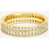 Jon Richard Women's Gold Plated Cubic Zirconia Double Band Ring | Size: Medium