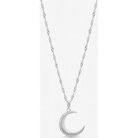 Inicio Women's Sterling Silver Plated Pave Crescent Pendant - Gift Pouch