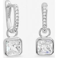 Inicio Women's Sterling Silver Plated Cubic Zirconia Hoops - Gift Pouch