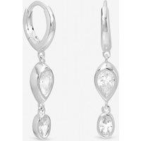 Inicio Women's Sterling Silver Plated Cubic Zirconia Charm Hoops - Gift Pouch