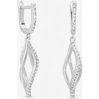 Inicio Women's Sterling Silver Plated Pave Twist Cage Drop Earrings - Gift Pouch