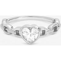 Inicio Women's Sterling Silver Plated Cubic Zirconia Heart Bezel Ring - Gift Pouch | Size: Large