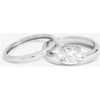 Inicio Women's Sterling Silver Plated Cubic Zirconia Oval Bezel Ring - Gift Pouch | Size: Large