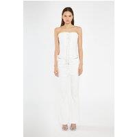 Shnoo Women's Lace-Up Corset in Off-White | Size: 8