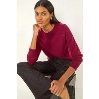 Roman Women's Check Elasticated Waist Drawcord Trouser in Aubergine | Size: 20