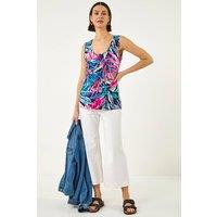 Roman Women's Tropical Front Button Vest in Pink | Size: 20