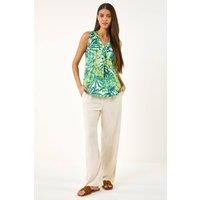 Roman Women's Leaf Burnout Print Vest Top in Green | Size: 20