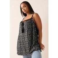 Yours Women's Floral Tie Vest Top in Black | Size: 18