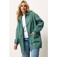 Yours Women's Drawstring Lightweight Parka Jacket in Green | Size: 16