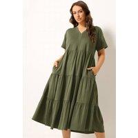 Yours Women's Tiered Maxi Dress in Olive | Size: 20