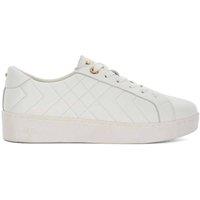 Dune London Women's Wide Fit 'Egent' Leather Trainers in White | Size: 3