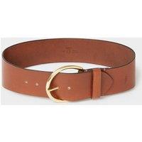 OSPREY LONDON Women's The Hoop Brass Buckle Leather Belt in Tan | Size: 32