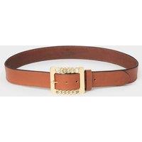 OSPREY LONDON Women's The Chain Buckle Leather Belt in Tan | Size: 32