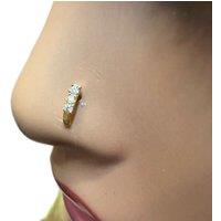 Raina Jewels Women's 22ct Yellow Gold & Cubic Zirconia Half Hoop Nose Ring Stud - 3 Stone