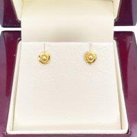 Raina Jewels Women's 22ct Yellow Gold Plain High Polished Diamond Cut Rose Children's Stud Earrings 4.5mm Length