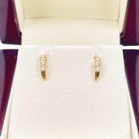 Raina Jewels Women's 22ct Yellow Gold Three Stone Half Hoop Earrings 8mm