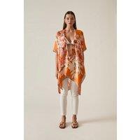 James Lakeland Women's Orange Flower Print Kaftan