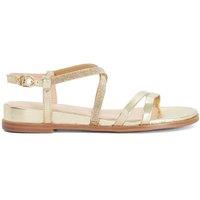 Dune London Women's Wide Fit 'Lexia' Leather Sandals in Metallics | Size: 3
