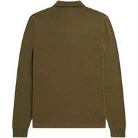 Fred Perry Men's Uniform Green Long Sleeve Plain Polo Shirt | Size: Small