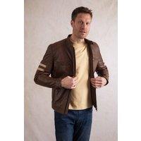 Lakeland Leather Men's Charlie II' Leather Racer Jacket in Brown | Size: 48R