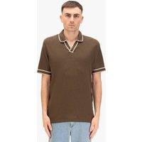 Luke 1977 Men's Krakatoa Open Neck Polo in Khaki | Size: Small