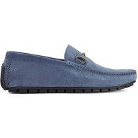 Dune London Men's Wide Fit 'Brackon' Suede Slip-On Shoes in Blue | Size: 11