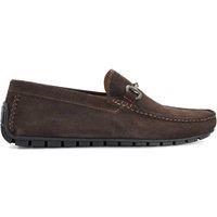 Dune London Men's Wide Fit 'Brackon' Suede Slip-On Shoes in Brown | Size: 10