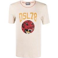 Diesel Men's DSL78 Logo Beige Ribbed T-Shirt | Size: Small
