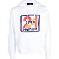 Dsquared2 Men's Cool Fit Seven 24 Logo White Hoodie | Size: Medium
