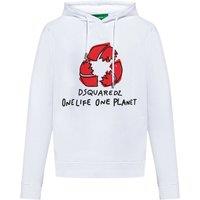 Dsquared2 Men's One Life one Planet White Hoodie | Size: Medium