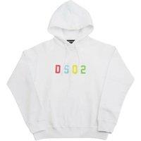 Dsquared2 Men's Multicoloured DSQ2 Logo White Hoodie | Size: 2XL