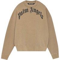 Palm Angels Men's GD Curved Logo Beige Sweatshirt | Size: Large
