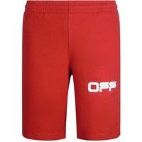 Off-White Men's Airport Tape Design Red Sweat Shorts in White | Size: Small