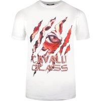 Cavalli Class Men's Peeking Tiger Design White T-Shirt | Size: XL