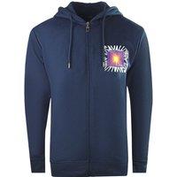 Cavalli Class Men's Aysmmetric Box Design Navy Blue Zip-Up Hoodie | Size: XL