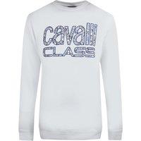 Cavalli Class Men's Bold Floral Design White Sweatshirt | Size: Large