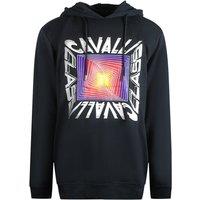 Cavalli Class Men's Asymmetric Box Design Black Hoodie | Size: 2XL