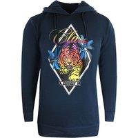Cavalli Class Men's Diamond Tiger Design Navy Blue Hoodie | Size: 2XL