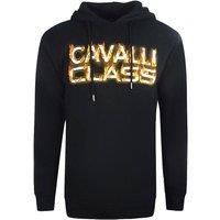 Cavalli Class Men's Fire Logo Black Hoodie | Size: XL