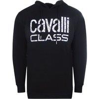 Cavalli Class Men's Floral Logo Black Hoodie | Size: Medium