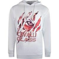 Cavalli Class Men's Peeking Tiger Design White Hoodie | Size: Large