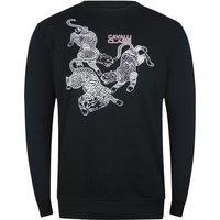 Cavalli Class Men's Paisley Leopards Design Black Sweatshirt | Size: 2XL