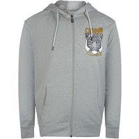 Cavalli Class Men's Bold Tiger Graphic Logo Grey Zip-Up Hoodie | Size: XL