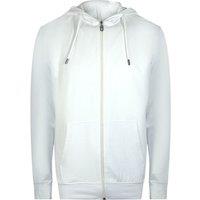 Cavalli Class Men's Bold Floral Logo Off-White Zip-Up Hoodie in White | Size: XL