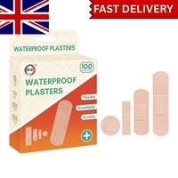 SHEDS AND FENCE LTD 100 Pc Assorted Waterproof Plasters First Aid Bandages Skin Protection in Beige