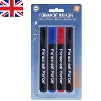 SHEDS AND FENCE LTD 4 Pack Permanent Markers Bold Fast Dry Smear Proof Markers in Black