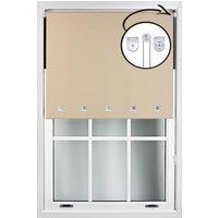 Furnished Cappuccino Blackout Roller Blind with Chrome Square Eyelets & Metal Fittings in Beige | Size: 50 cm width x 165 cm drop