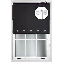 Furnished Black Blackout Roller Blinds with Chrome Round Eyelets & Metal Fittings | Size: 60 cm width x 165 cm drop